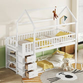 Bellemave® Twin Size Bunk Bed with Shelves and 3 Drawers - Bellemave